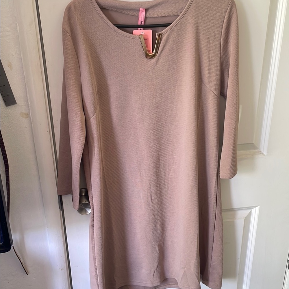 Elegant Pink Long Sleeve Dress